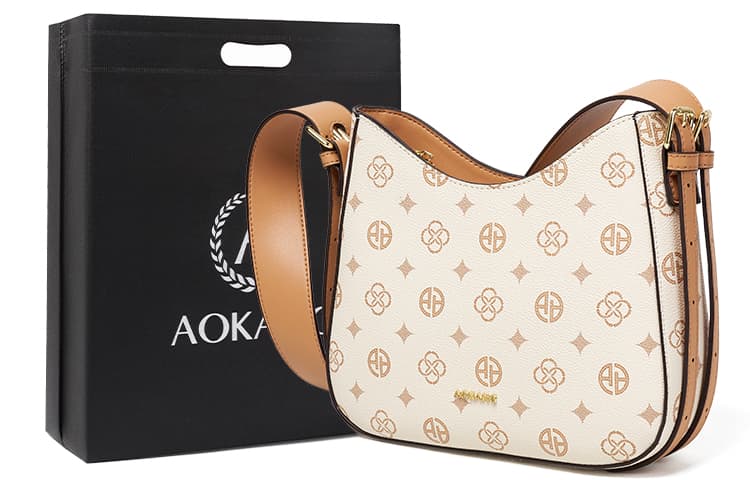 AOKANG Сумка через плечо из поливинилхлорида из ПВХ с синтетической кожей, женская сумка через плечо цвета кофе/бежевого цвета