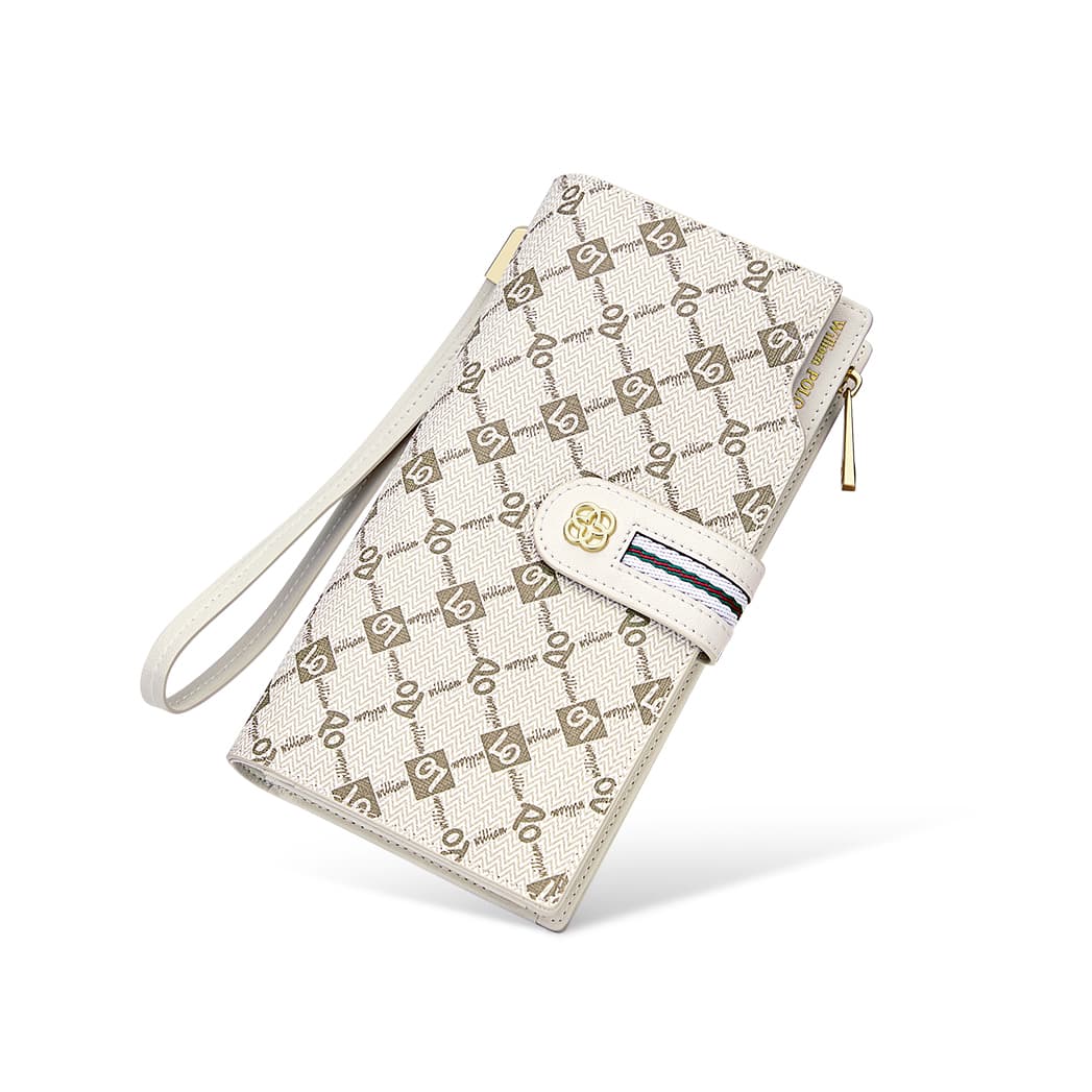 Кошелек WilliamPOLO из ПВХ, женский, среднего размера, зеленый/белый/пыльно-розовый