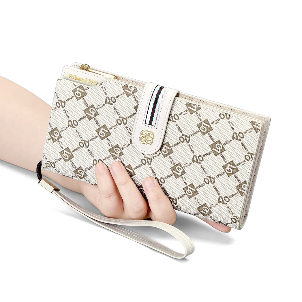 Кошелек WilliamPOLO из ПВХ, женский, среднего размера, зеленый/белый/пыльно-розовый