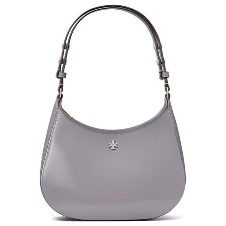 TORY BURCH Emerson Leather Handbag, Shoulder Bag Small Size Women's Gray