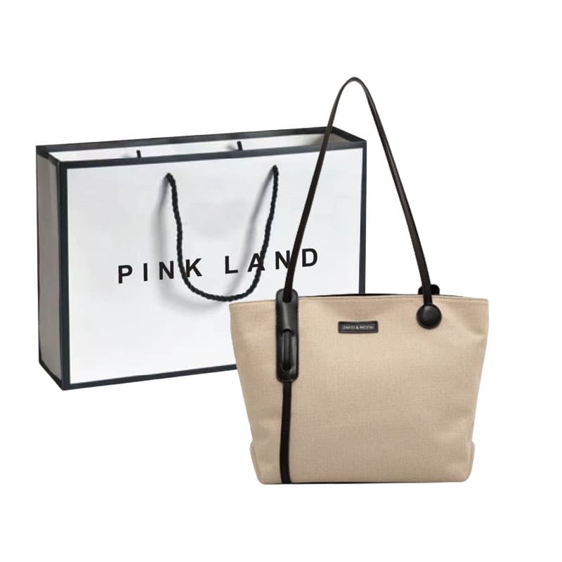 PINK·LAND Холщовая сумка Холщовая сумка Дорожная сумка Большая сумка для поездок на работу Сумка на одно плечо Обычная женская Кофейный/Черный