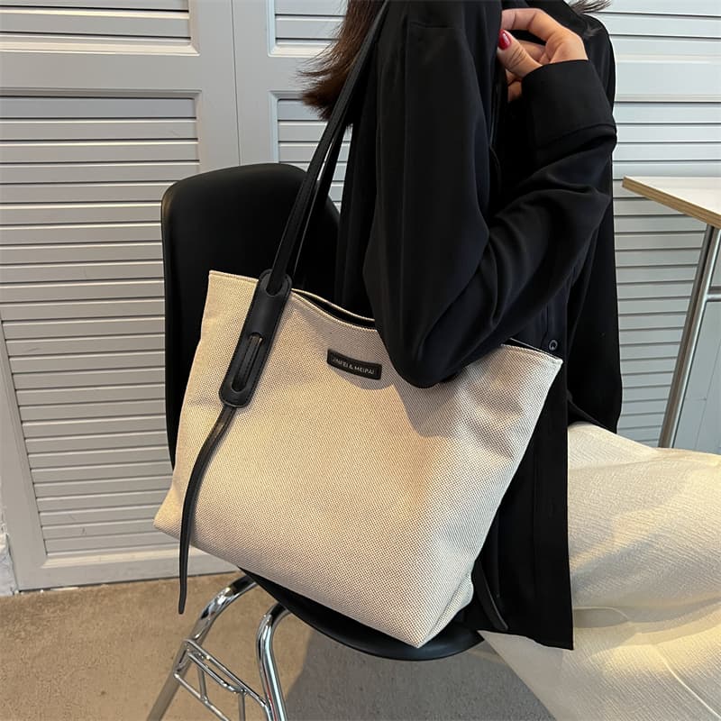 PINK·LAND Холщовая сумка Холщовая сумка Дорожная сумка Большая сумка для поездок на работу Сумка на одно плечо Обычная женская Кофейный/Черный