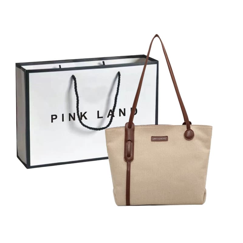 PINK·LAND Canvas Bag Canvas Bag Travel Bag Tote Commute Bag Single Shoulder Bag Regular Women's Coffee/Black