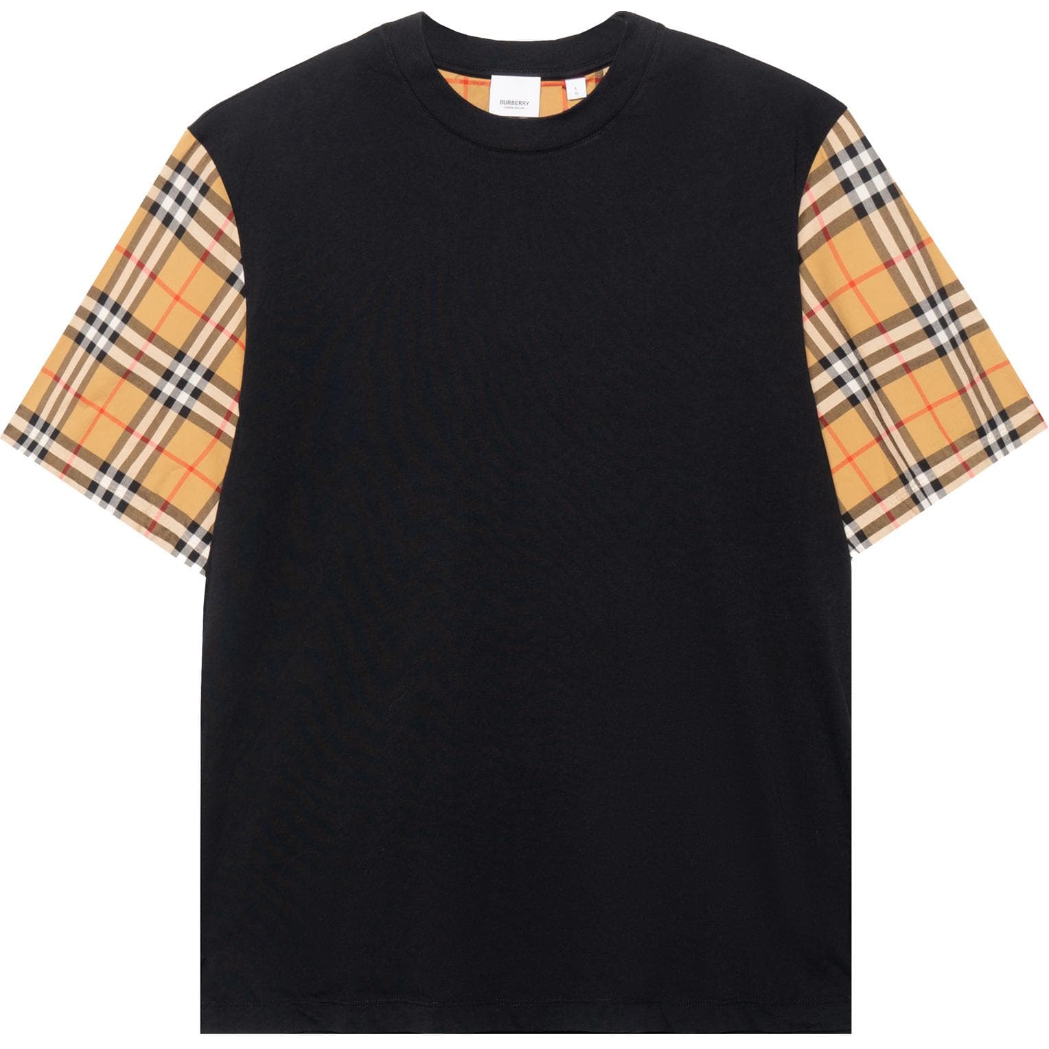 Burberry Serra Check Sleeve T Shirt 'Black'