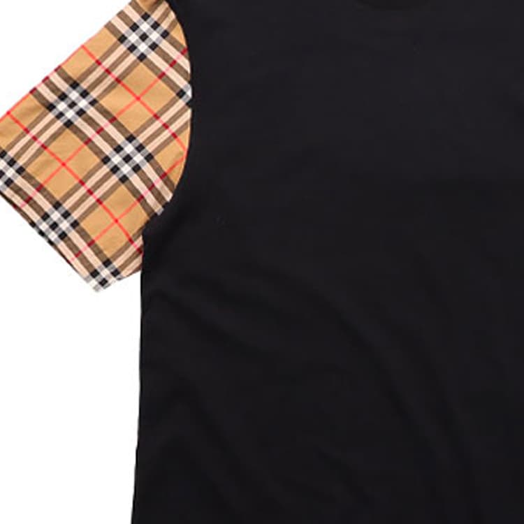 Футболка с клетчатыми рукавами Burberry Serra, цвет «Черный»