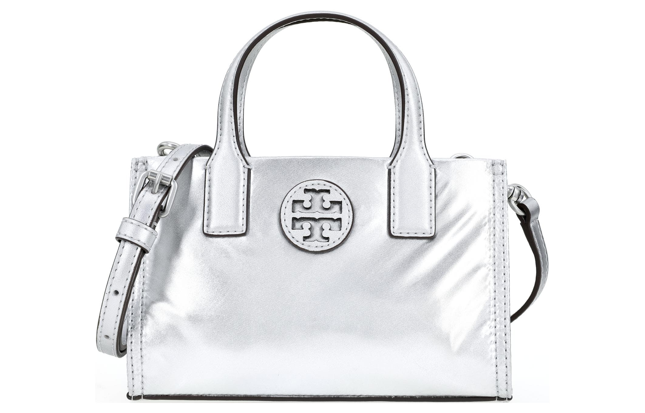 TORY BURCH Ella Nylon Handbag, Shoulder Bag, Crossbody Bag Mini Women's Silver