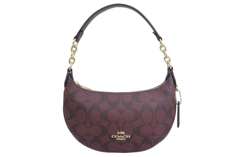 COACH Payton Coated Canvas With Leather Crescent Moon Bag Shoulder Bag Handbag Mini Women's Brown