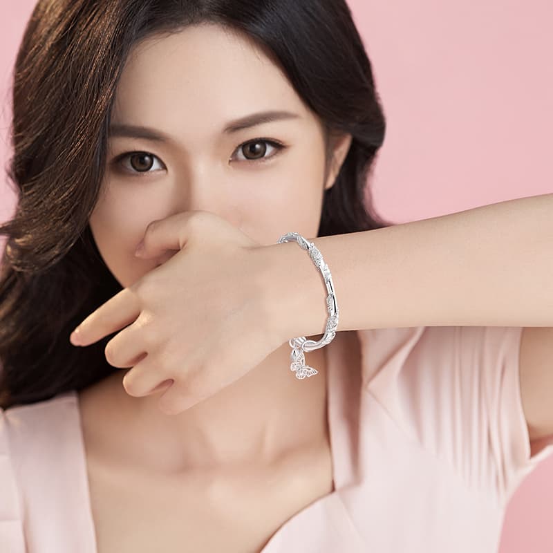 SINO GEM 999 тонкий серебряный материал серебряный браслет женский