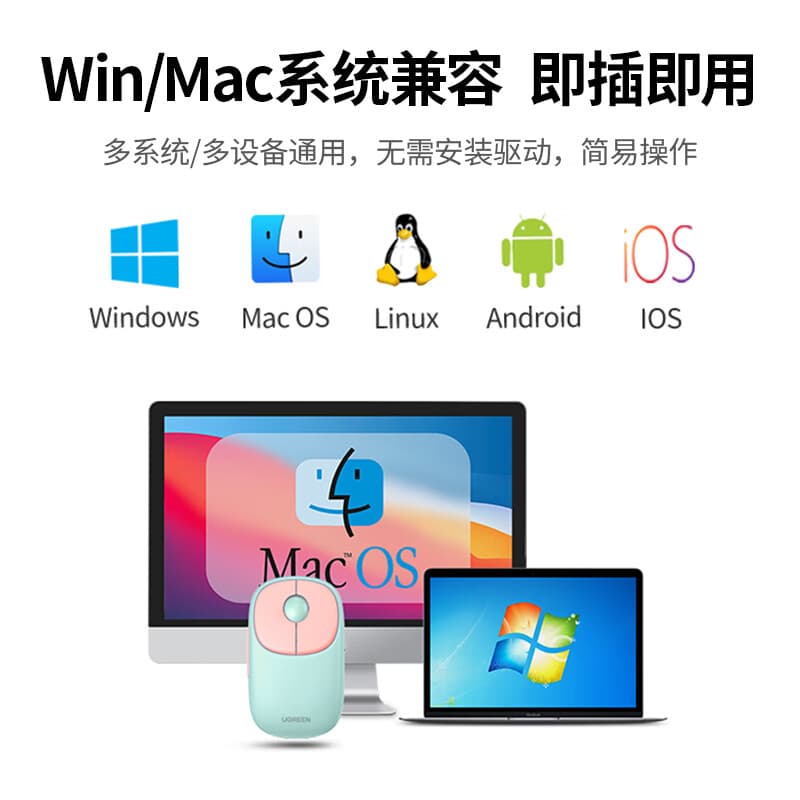 UGREEN MU102 Совместимость с тихой зарядкой для Mac Apple IPad Huawei Компьютерная мышь