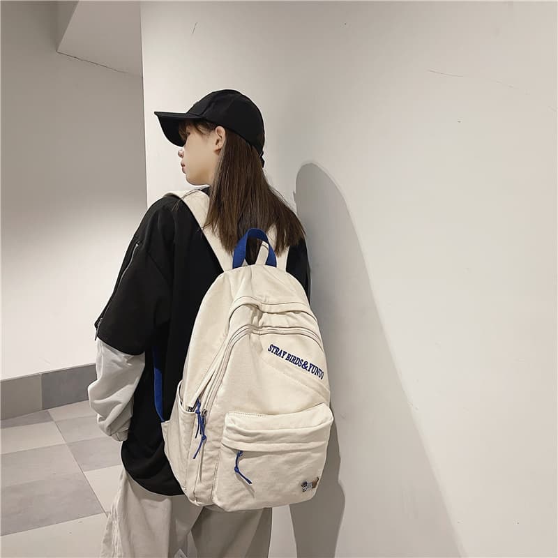 Рюкзак Deli Bear из парусины, обычный унисекс, белый