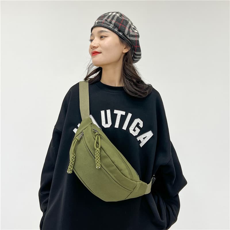 Поясная сумка Techson Canvas Bag Medium, унисекс, белый/черный/зеленый/коричневый