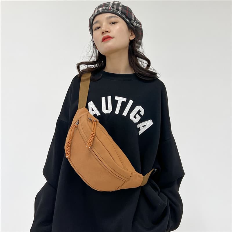 Поясная сумка Techson Canvas Bag Medium, унисекс, белый/черный/зеленый/коричневый