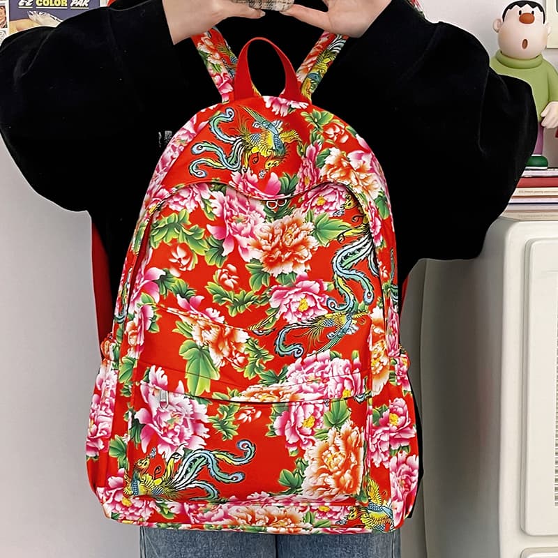 Нейлоновый рюкзак Deli Bear, обычный женский, красный/зеленый/черный