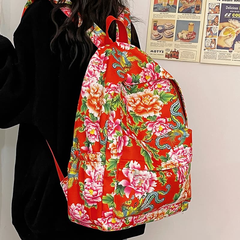 Нейлоновый рюкзак Deli Bear, обычный женский, красный/зеленый/черный