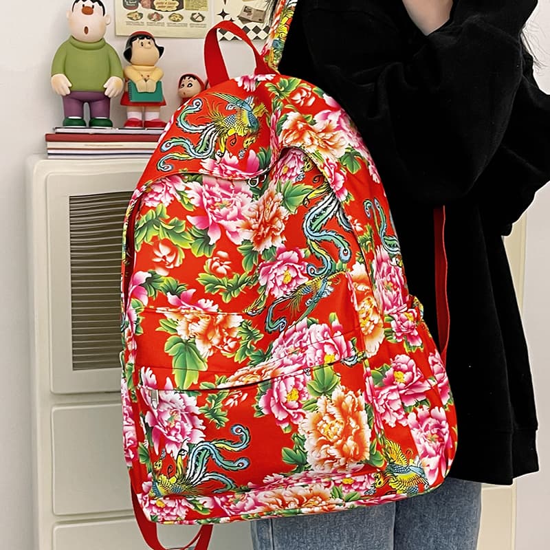 Нейлоновый рюкзак Deli Bear, обычный женский, красный/зеленый/черный