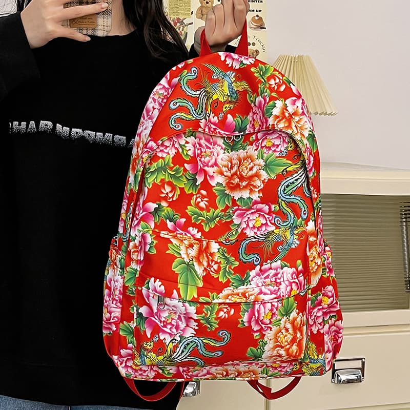 Нейлоновый рюкзак Deli Bear, обычный женский, красный/зеленый/черный