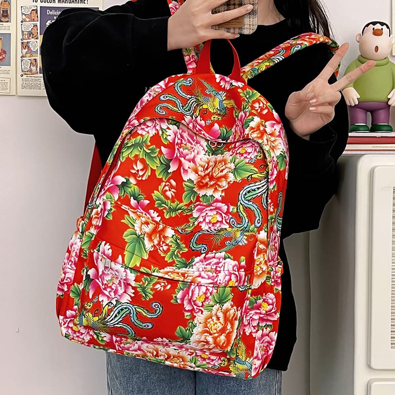 Нейлоновый рюкзак Deli Bear, обычный женский, красный/зеленый/черный