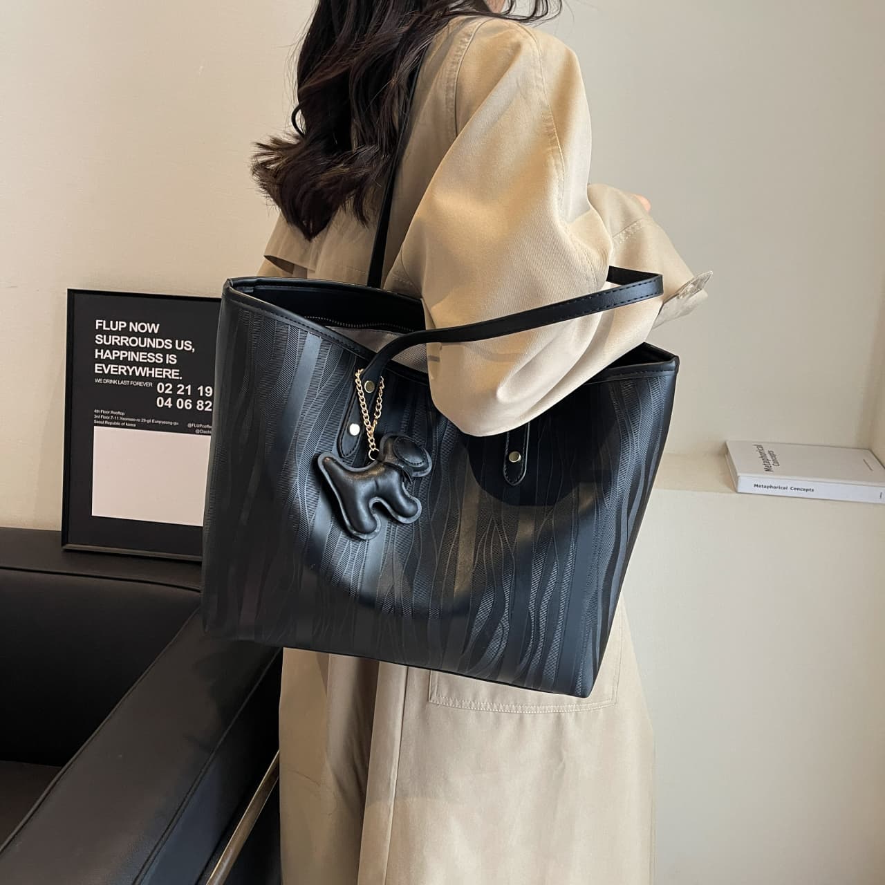 PINK·LAND Большая сумка для невесты из искусственной кожи, сумка через плечо Женская: Красный Черный/Хаки/Кофейный