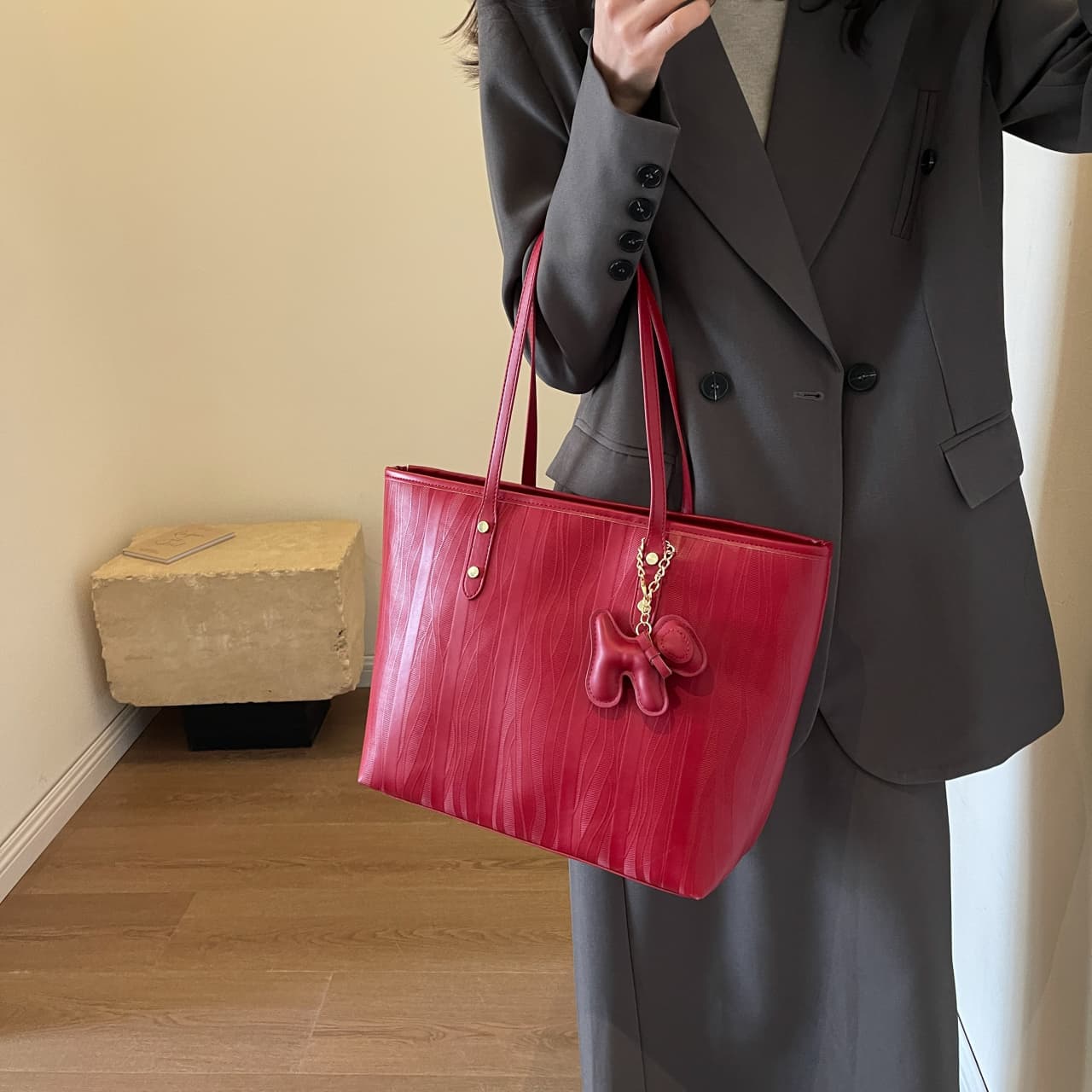 PINK·LAND Большая сумка для невесты из искусственной кожи, сумка через плечо Женская: Красный Черный/Хаки/Кофейный