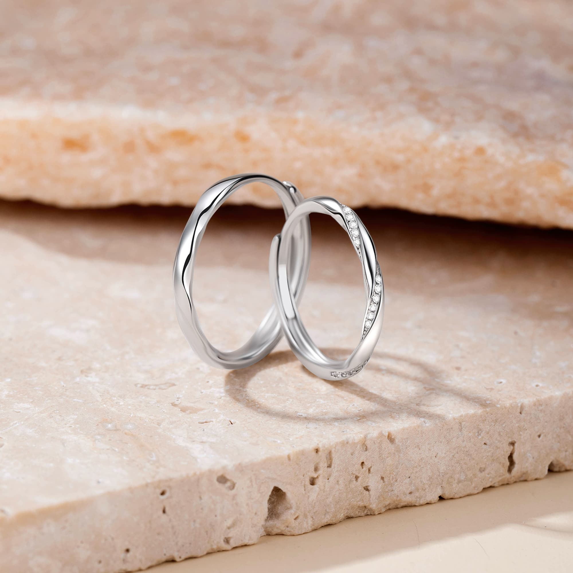 Пара колец из стерлингового серебра S925 Lao Feng Xiang унисекс