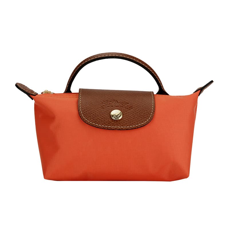 LONGCHAMP Fabric Cow Leather Patchwork Dumpling Bag Handbags Unisex Orange