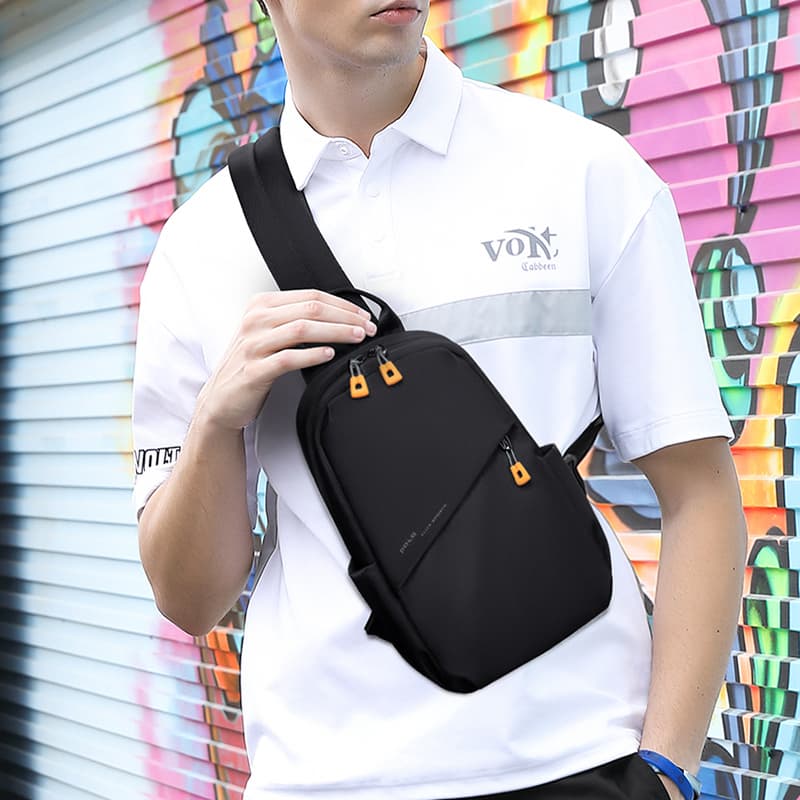 Тканевая сумка-слинг POLO, мужская, большого размера, экрю/черная