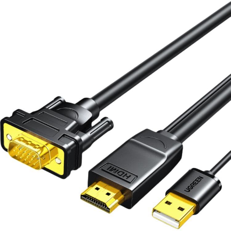 Соединительная резьба UGREEN HDMI-VGA для экрана ноутбука HD, внешний интерфейс, адаптер VGA, аксессуары для видео