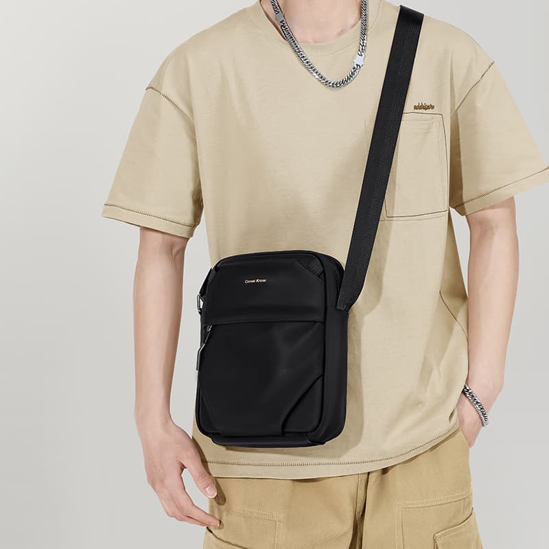 CinvaiKrose Ткань Urban Techwear Сумка-мессенджер, сумка через плечо, сумка через плечо, маленькая мужская черная