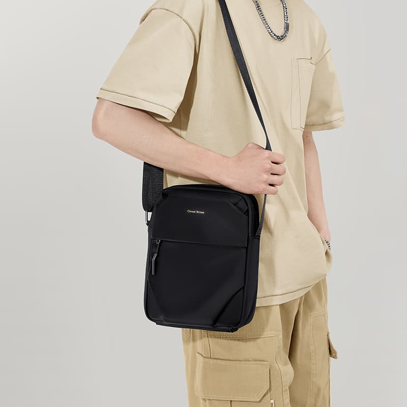 CinvaiKrose Ткань Urban Techwear Сумка-мессенджер, сумка через плечо, сумка через плечо, маленькая мужская черная
