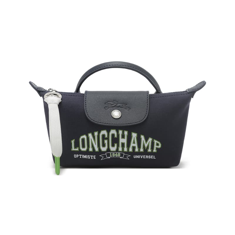 LONGCHAMP Fabric Cow Leather Dumpling Bag Handbag Regular Women's Marine Blue