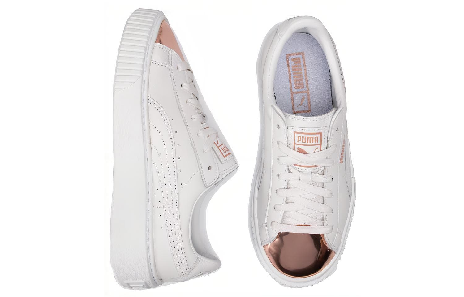 Женские кроссовки PUMA Basket Platform Metallic «White Rose Gold»