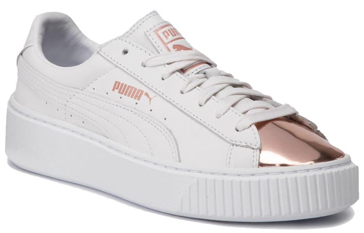 Женские кроссовки PUMA Basket Platform Metallic «White Rose Gold»