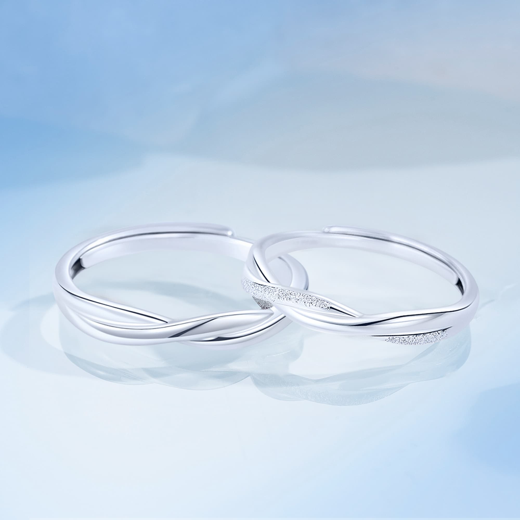 Пара серебряных колец Lao Feng Xiang S999 унисекс