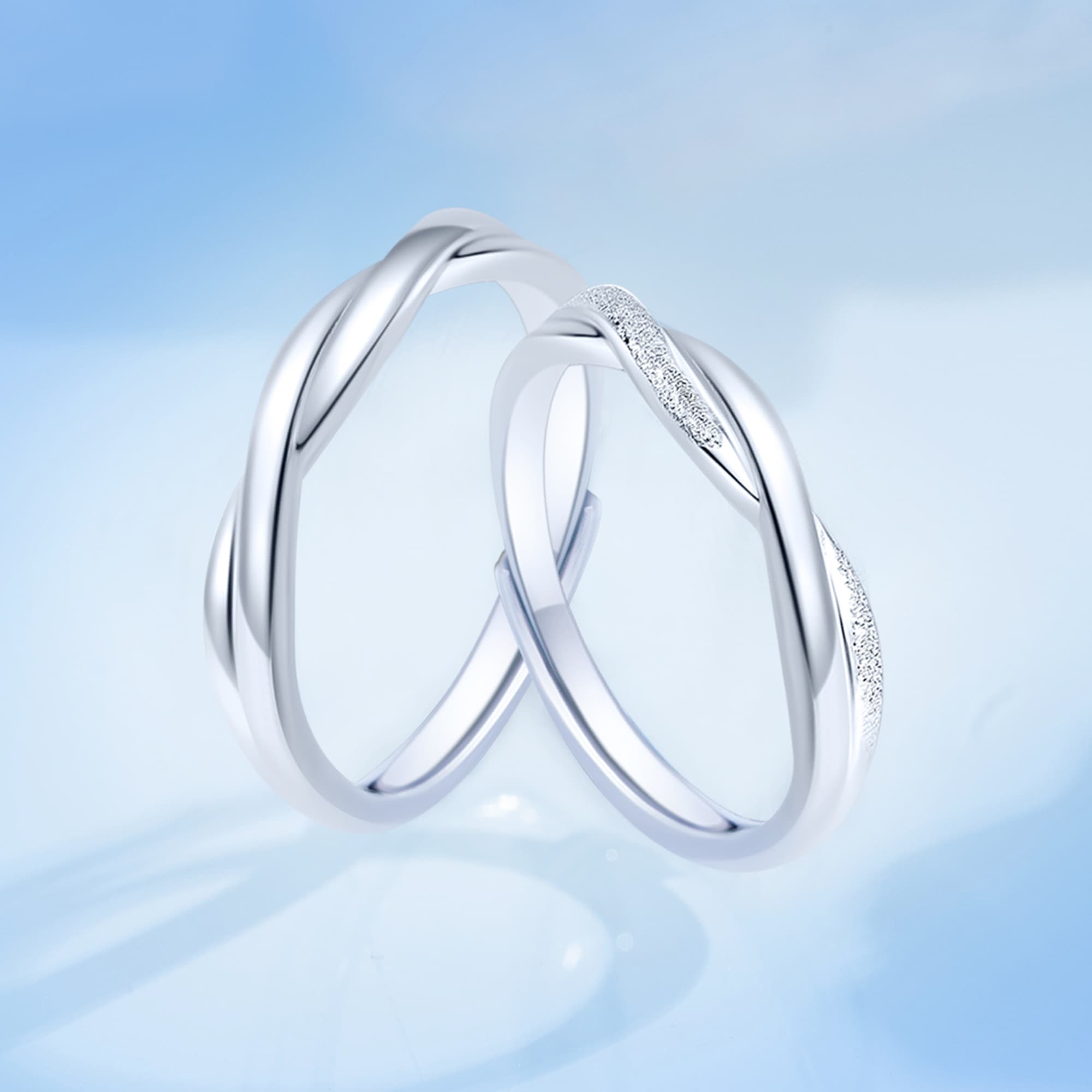 Пара серебряных колец Lao Feng Xiang S999 унисекс