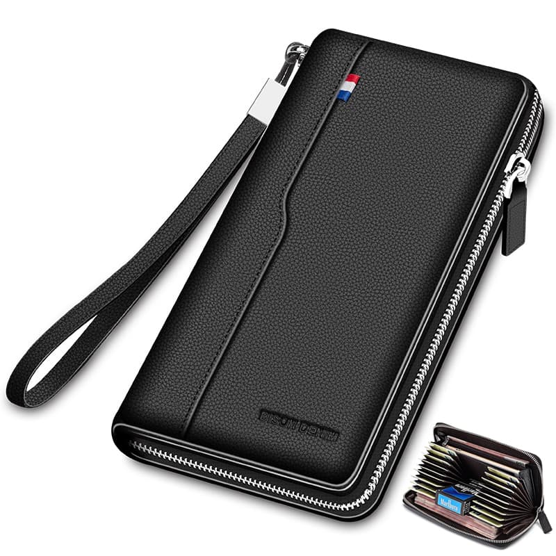 Кошелек-клатч из коровьей кожи BISON DENIM, обычный черный цвет