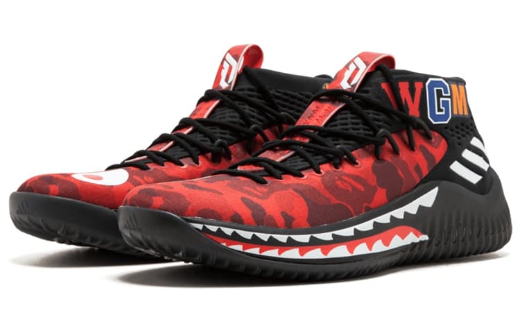 Кроссовки Adidas X Bape Dame4 'Red Shark Abc Camo'