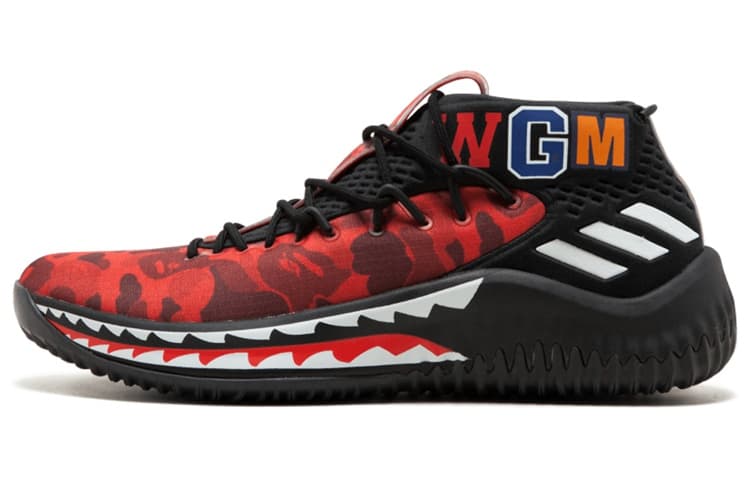 Adidas X Bape Dame4 'Red Shark Abc Camo' Sneakers