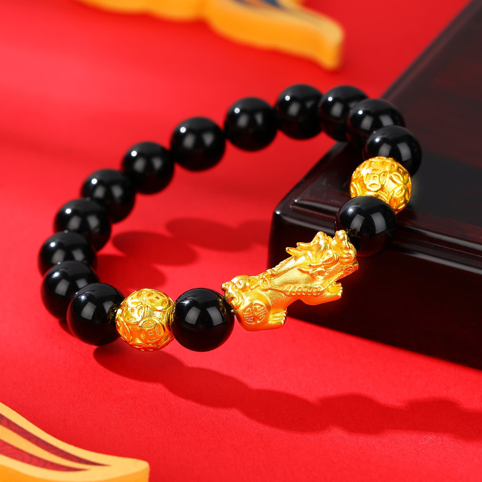 Джоди и Кевин Обсидиан Китайский Зодиак Змея Декоративный Браслет Из Бисера Унисекс