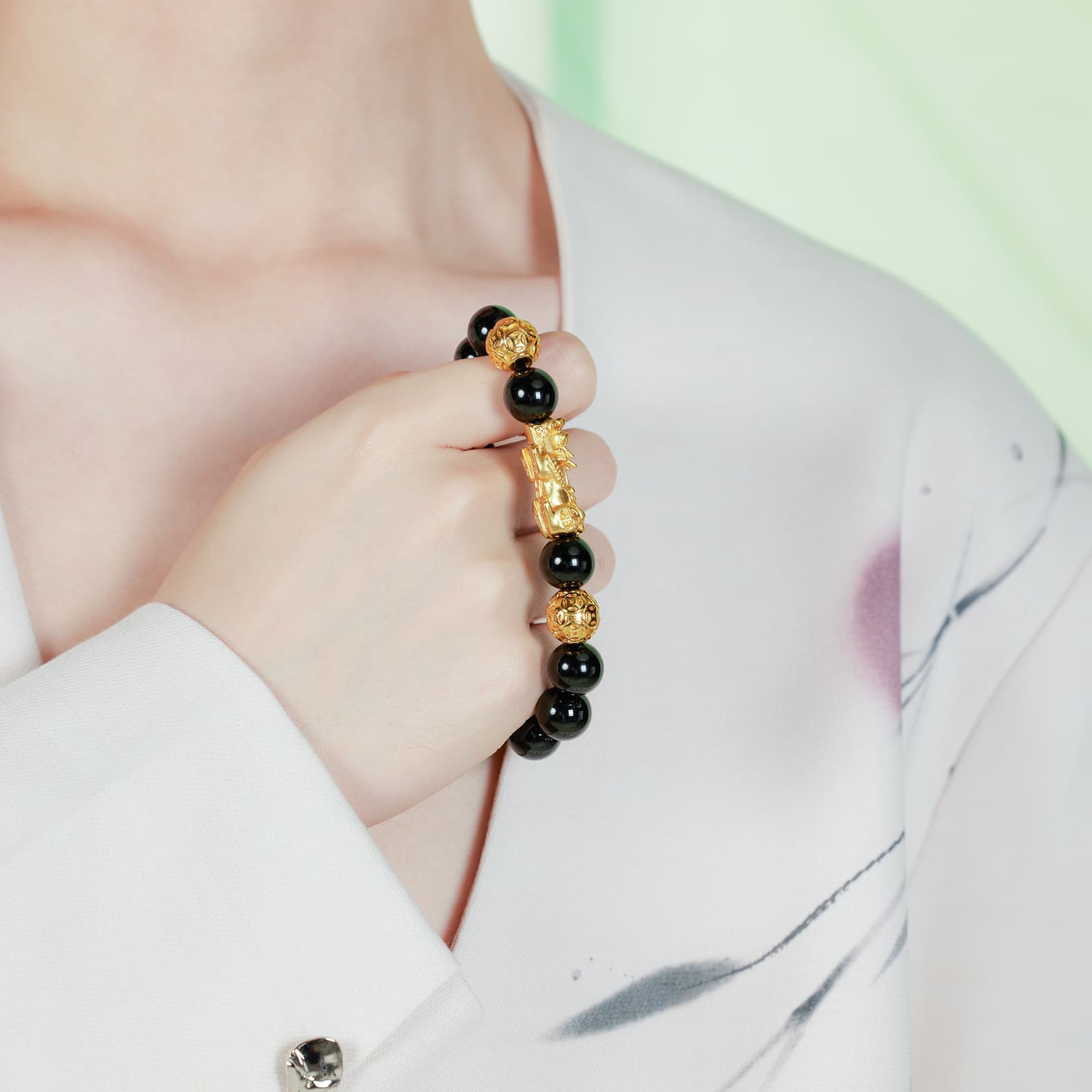 Джоди и Кевин Обсидиан Китайский Зодиак Змея Декоративный Браслет Из Бисера Унисекс