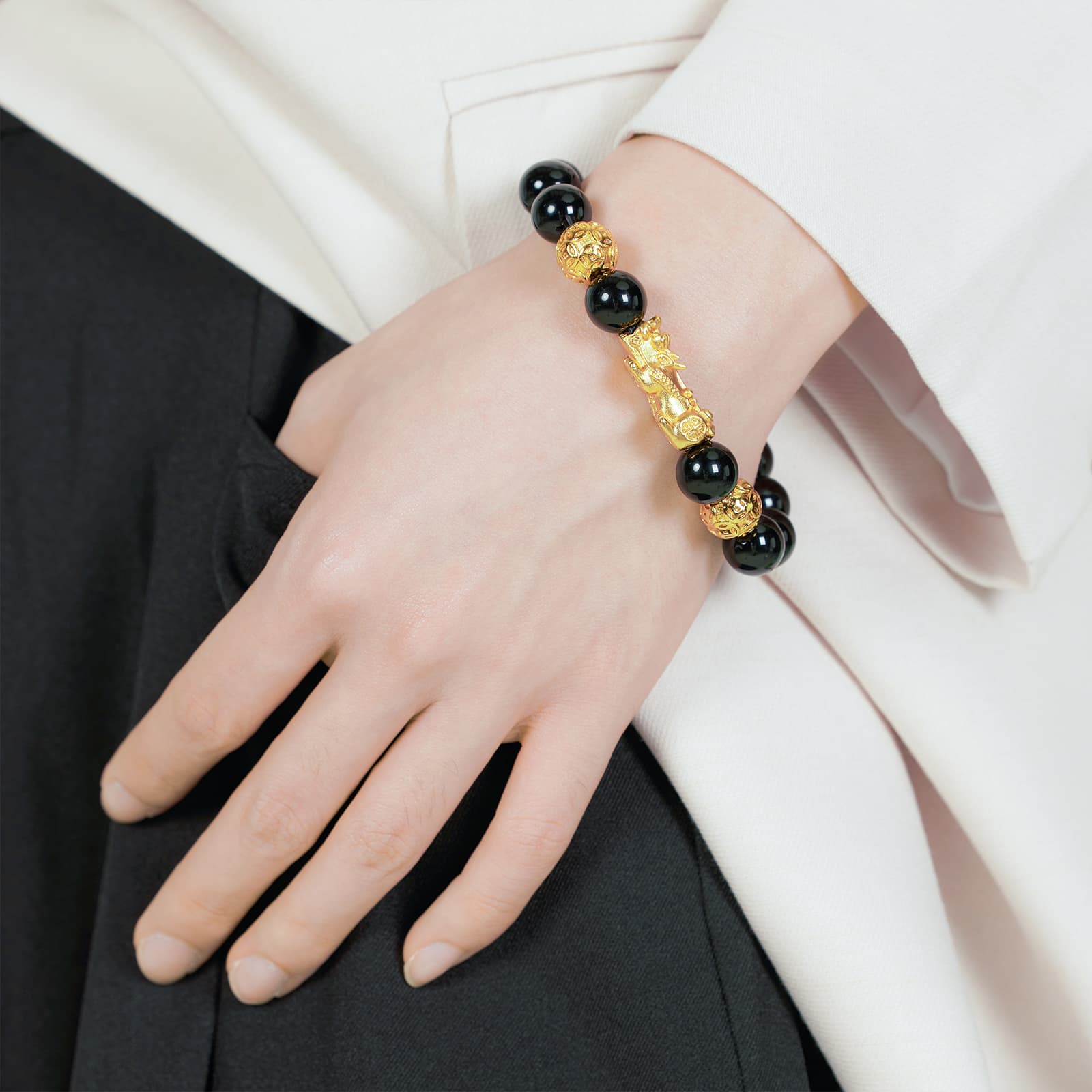 Джоди и Кевин Обсидиан Китайский Зодиак Змея Декоративный Браслет Из Бисера Унисекс