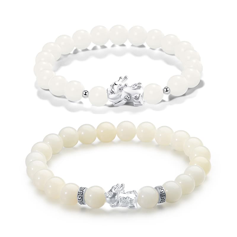 HUISHI Браслеты Bodhi из белого нефрита унисекс
