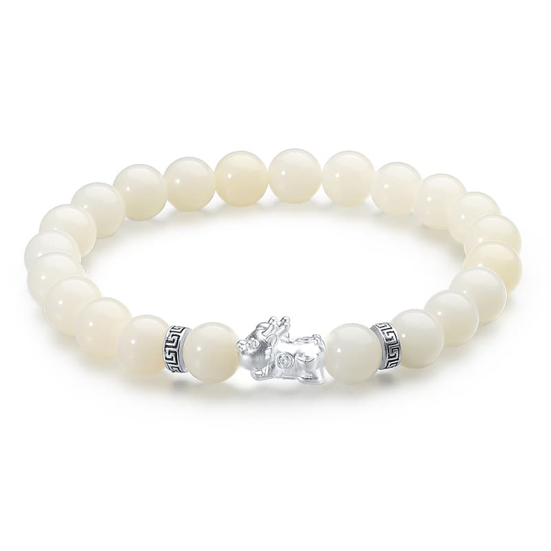 HUISHI Браслеты Bodhi из белого нефрита унисекс