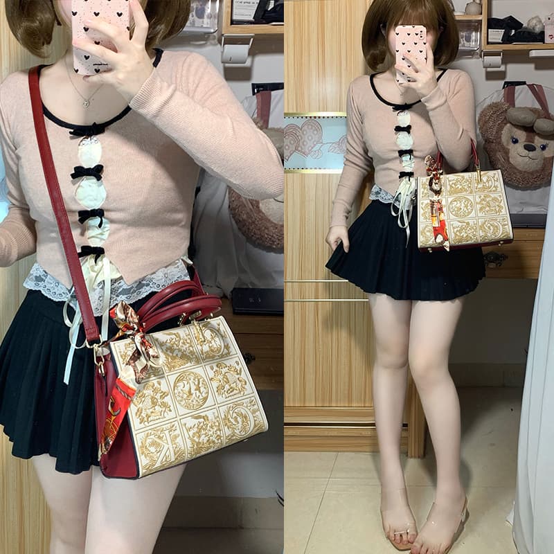 ST&SAT Большая сумка из синтетической кожи Сумка для невесты Сумка через плечо Сумка через плечо Обычная женская сумка Абрикосовый/Красный