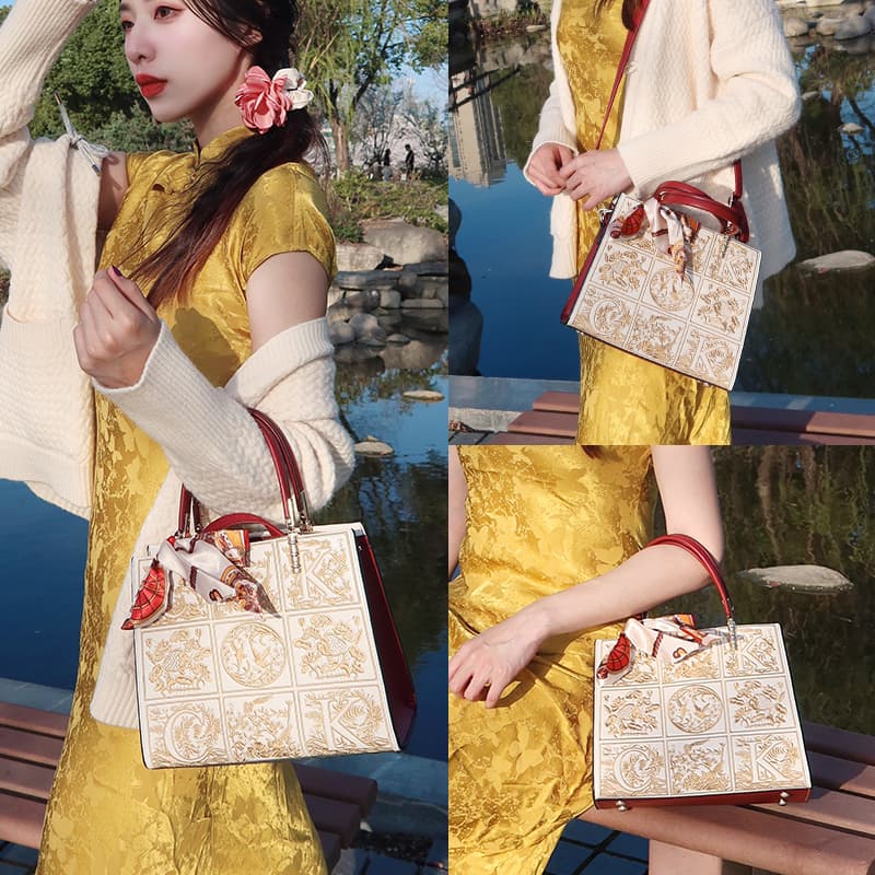 ST&SAT Большая сумка из синтетической кожи Сумка для невесты Сумка через плечо Сумка через плечо Обычная женская сумка Абрикосовый/Красный