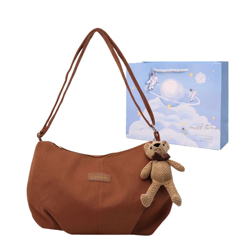 Холщовая сумка Duoluplo Doron Paul, сумка через плечо, сумка через плечо унисекс экрю/красный/коричневый