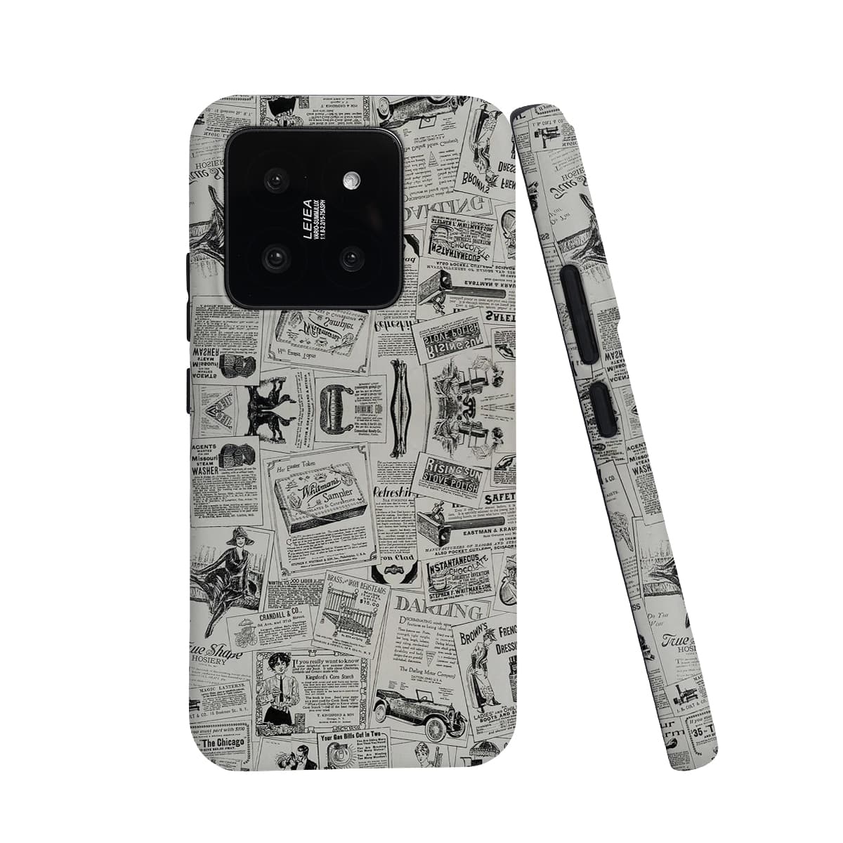 Keshami PC Material Fully Enclosed Impact-Resistant Matte Vintage Newspaper Phone Cases Suitable For Xiaomi 14/14pro