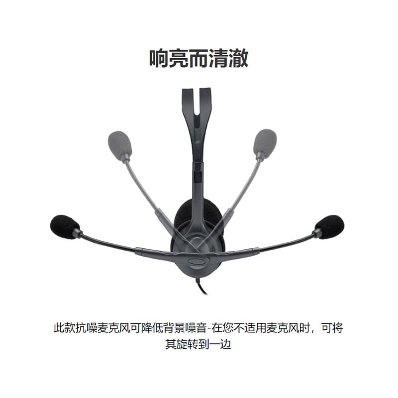 Регулируемые полноразмерные наушники Logitech H111 с мягкими губчатыми вкладышами для ушей