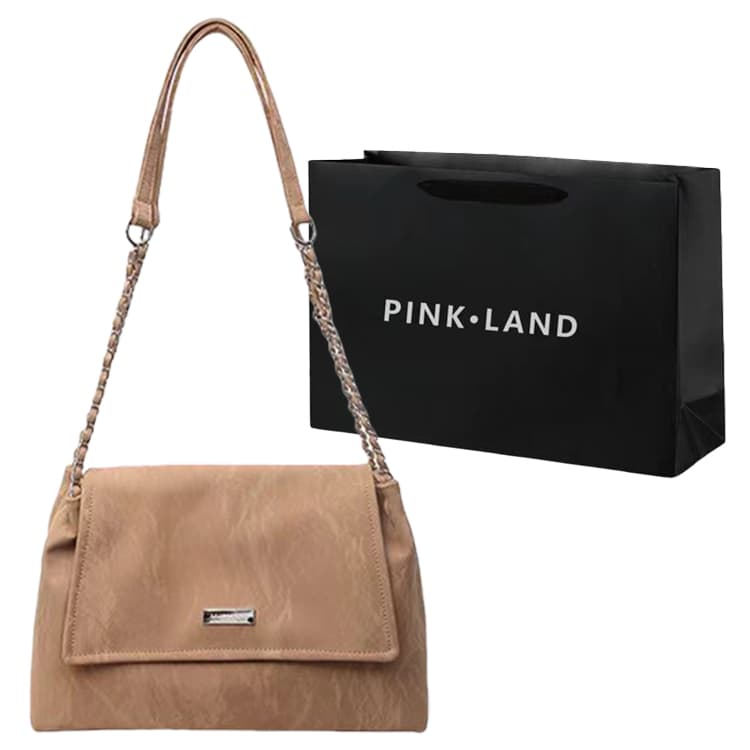 PINK·LAND Женская сумка через плечо из искусственной кожи Черный/Экрю/Серый/Розовый/Хаки