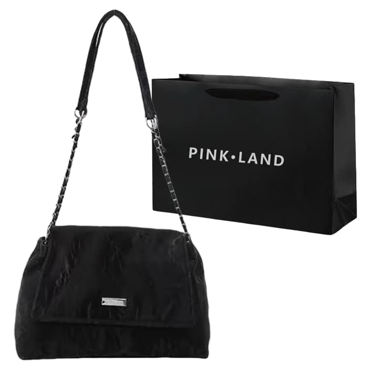 PINK·LAND Pu Shoulder Bag Women's Black/Ecru/Gray/Pink/Khaki