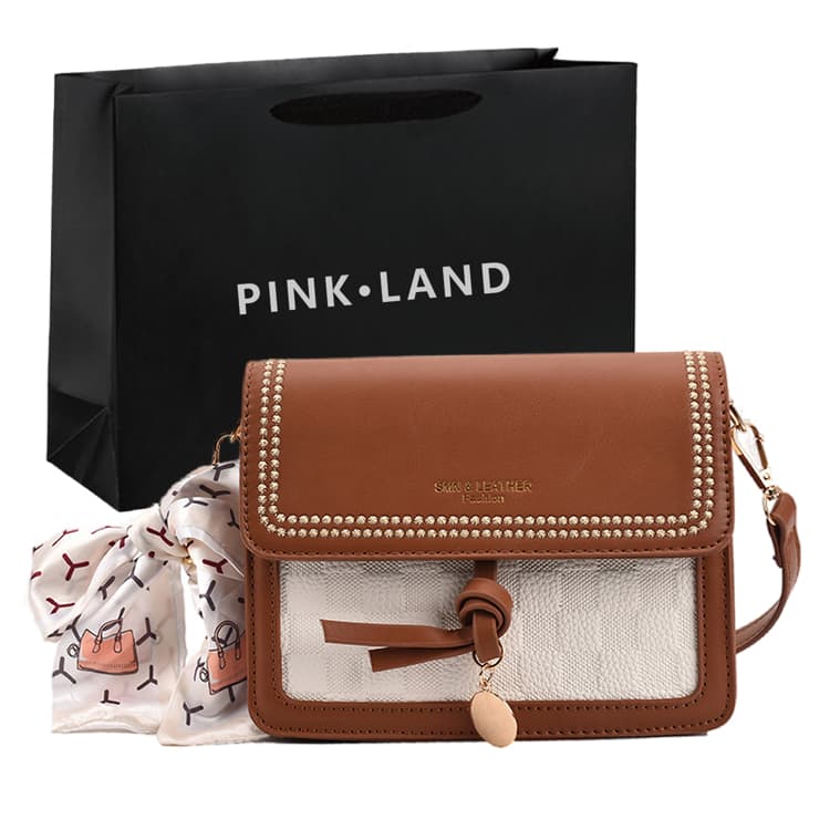 PINK·LAND Сумка на плечо из искусственной кожи Обычная женская Черный/Желтый/Темно-коричневый/Зеленый/Синий